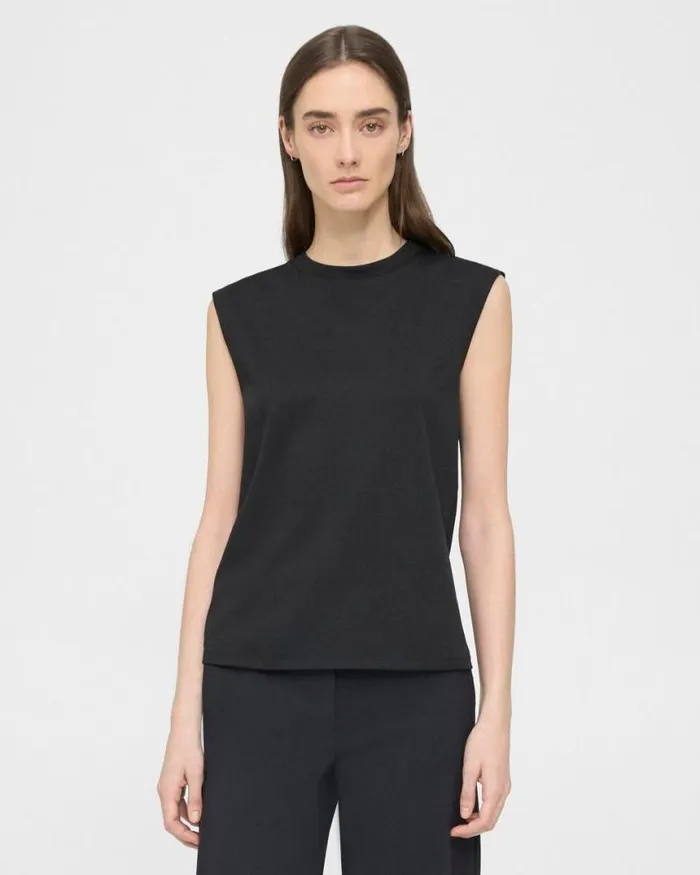 TShirts Tank Tops Women Theory Perfect CutOff Tee In Cotton Jersey Black