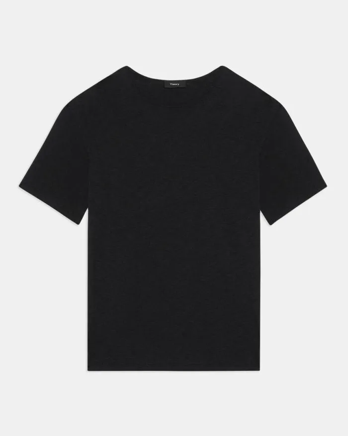 TShirts Tank Tops Women Theory Perfect Tee In Organic Slub Cotton Black TShirts Tank Tops Women Theory Perfect Tee In Organic Slub Cotton Black