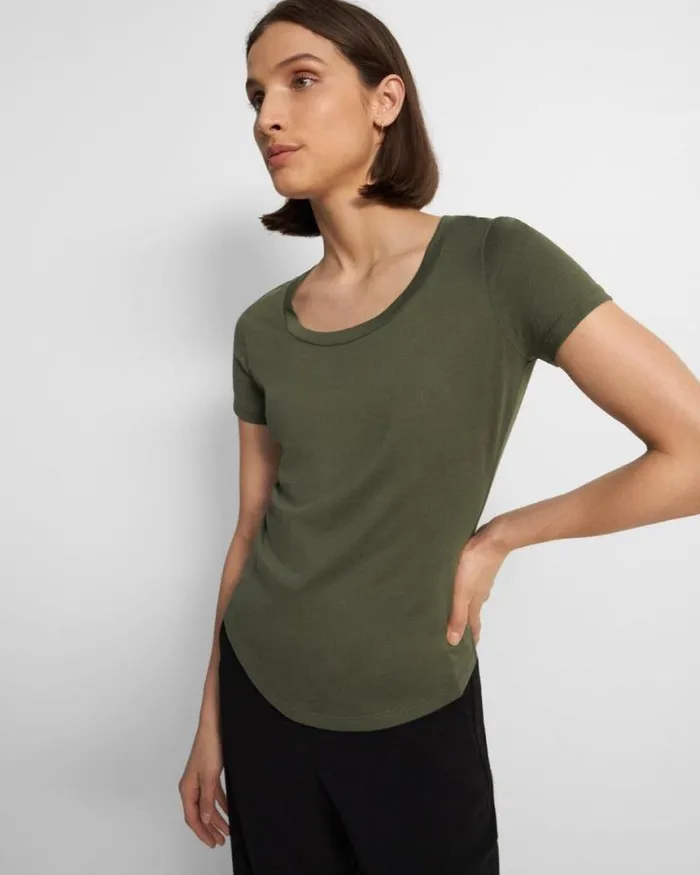 TShirts Tank Tops Women Theory Tiny Scoop Tee In Organic Cotton Rosemary