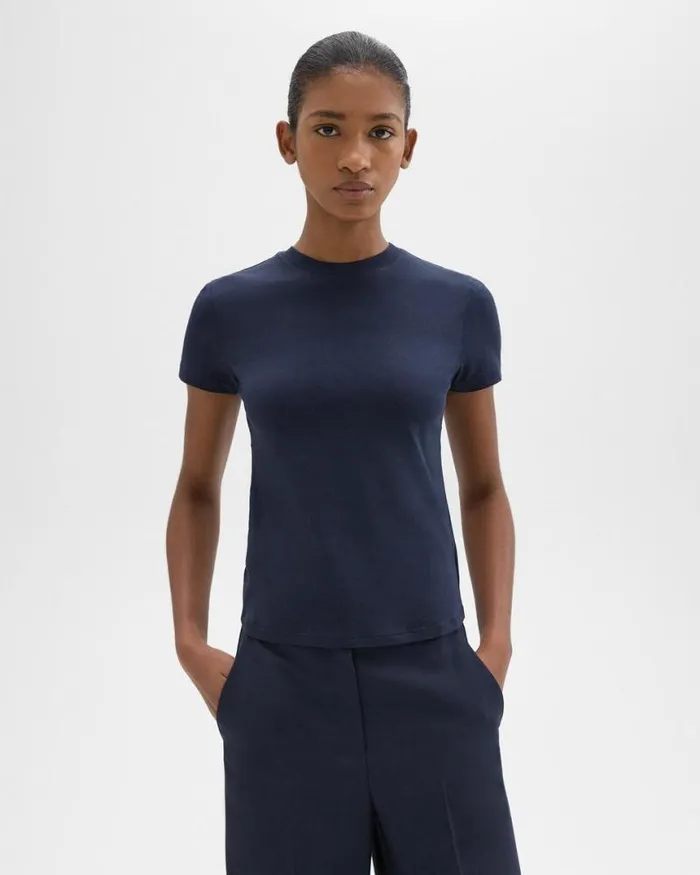 TShirts Tank Tops Women Theory Tiny Tee In Organic Cotton Nocturne Navy