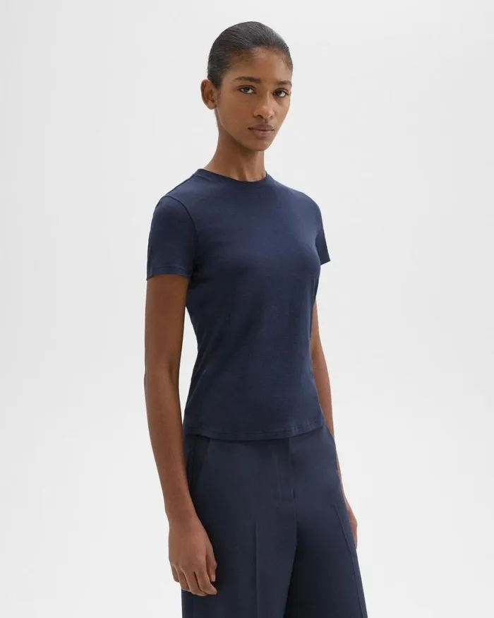 TShirts Tank Tops Women Theory Tiny Tee In Organic Cotton Nocturne Navy TShirts Tank Tops Women Theory Tiny Tee In Organic Cotton Nocturne Navy