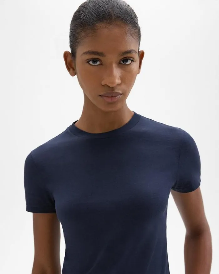 TShirts Tank Tops Women Theory Tiny Tee In Organic Cotton Nocturne Navy TShirts Tank Tops Women Theory Tiny Tee In Organic Cotton Nocturne Navy