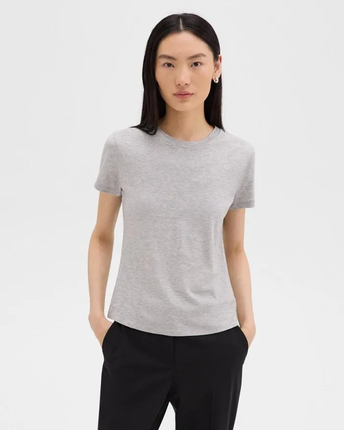 TShirts Tank Tops Women Theory Tiny Tee In Organic Cotton Soft Grey Melange