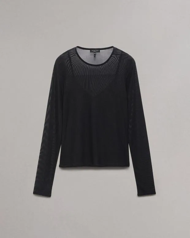 TShirts Women Rag and Bone Luca Mesh Layered TShirt Black