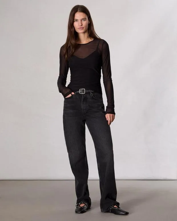 TShirts Women Rag and Bone Luca Mesh Layered TShirt Black