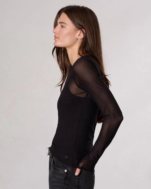 TShirts Women Rag and Bone Luca Mesh Layered TShirt Black