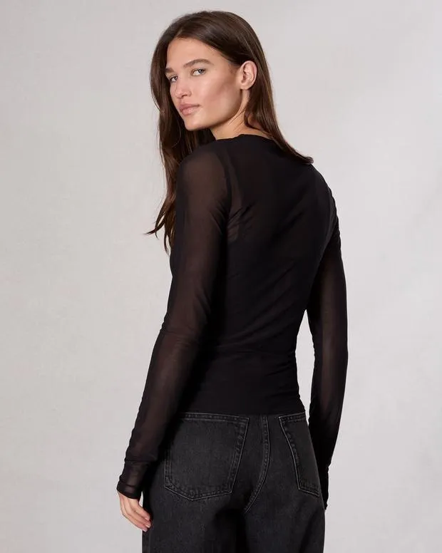 TShirts Women Rag and Bone Luca Mesh Layered TShirt Black