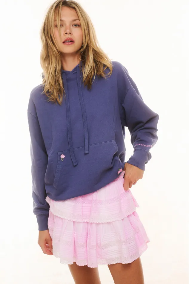 Tees and Fleece Women LoveShackFancy Lalita Hoodie Blueberry