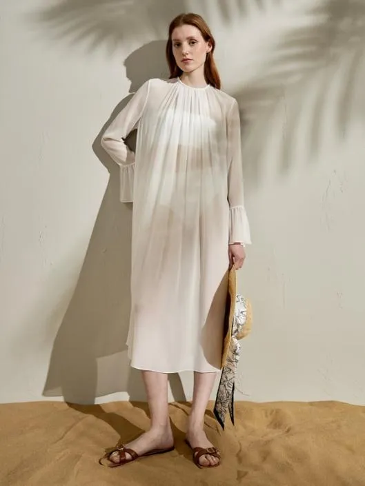 The Crewneck Silk Dress 100 Mulberry Silk Relaxed Fit Long Sleeve Dress Women Jumpsuits Lilysilk Dresses The Crewneck Silk Dress 100 Mulberry Silk Relaxed Fit Long Sleeve Dress Women Jumpsuits Lilysilk Dresses