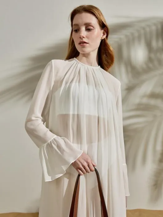 The Crewneck Silk Dress 100 Mulberry Silk Relaxed Fit Long Sleeve Dress Women Jumpsuits Lilysilk Dresses