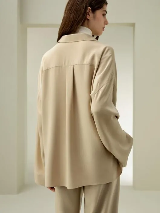 The Elegant Relaxed Drape Oversized Silk Shirt Women Blouses Lilysilk Shirts