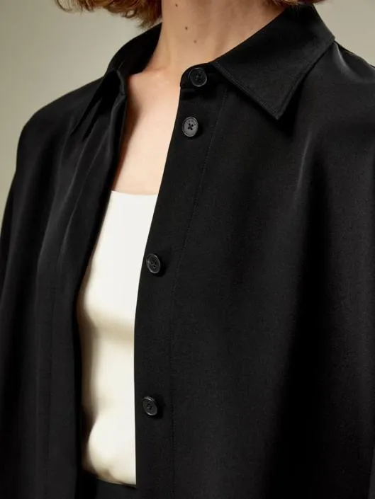 The Elegant Relaxed Drape Oversized Silk Shirt Women Blouses Lilysilk Shirts