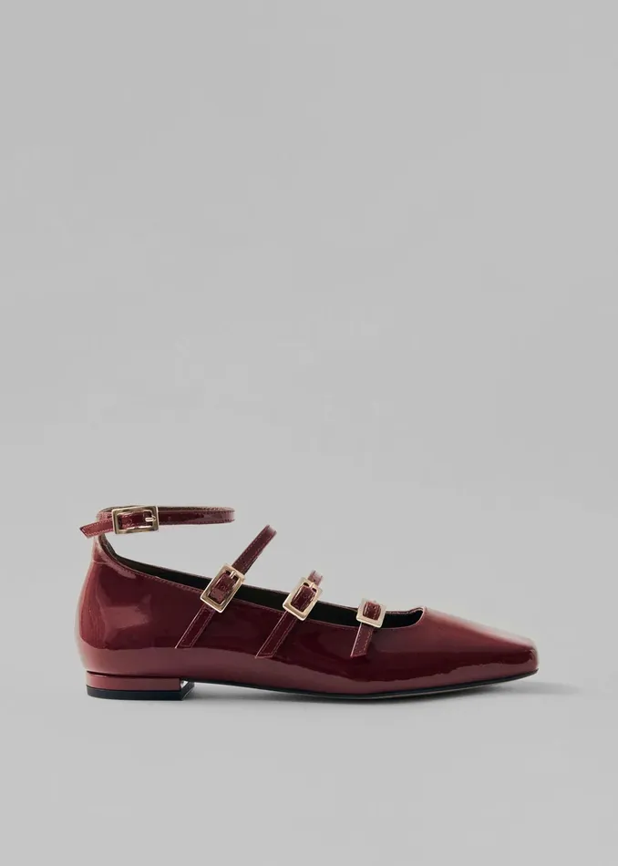 The Frankie Shop Alohas Luke Onix Leather Ballet Flats 8211 Wine Burgundy 8211 Women