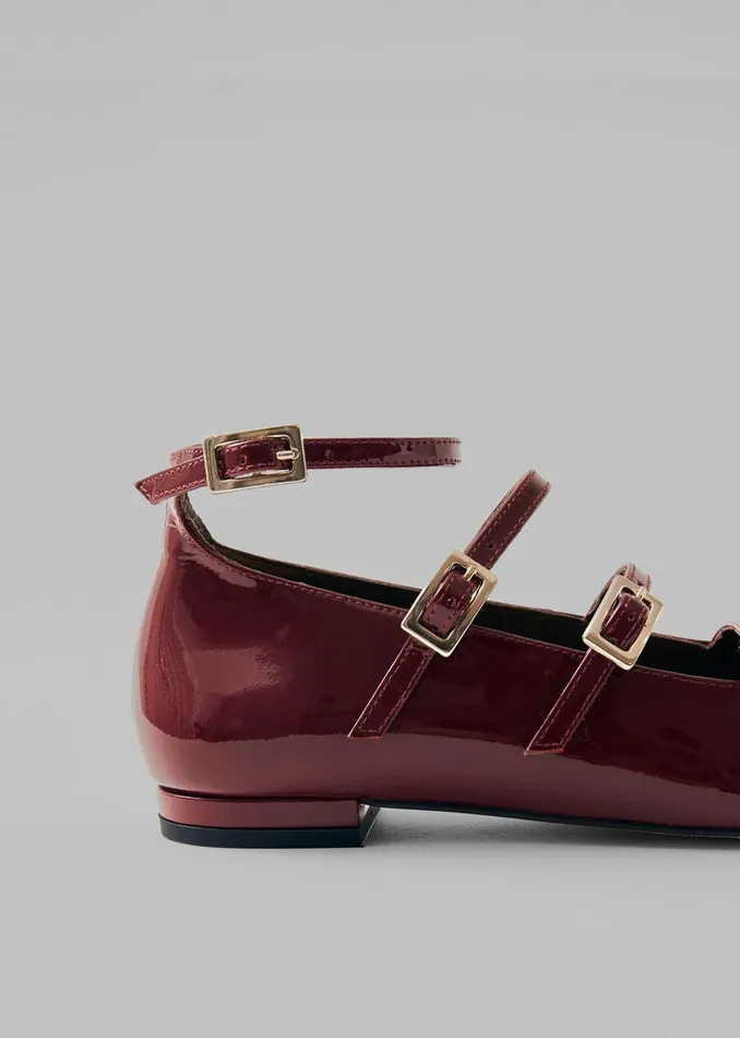 The Frankie Shop Alohas Luke Onix Leather Ballet Flats 8211 Wine Burgundy 8211 Women