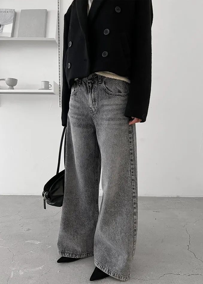 The Frankie Shop Bottoms Alani Wide Leg Jeans 8211 Black Wash 8211 Women