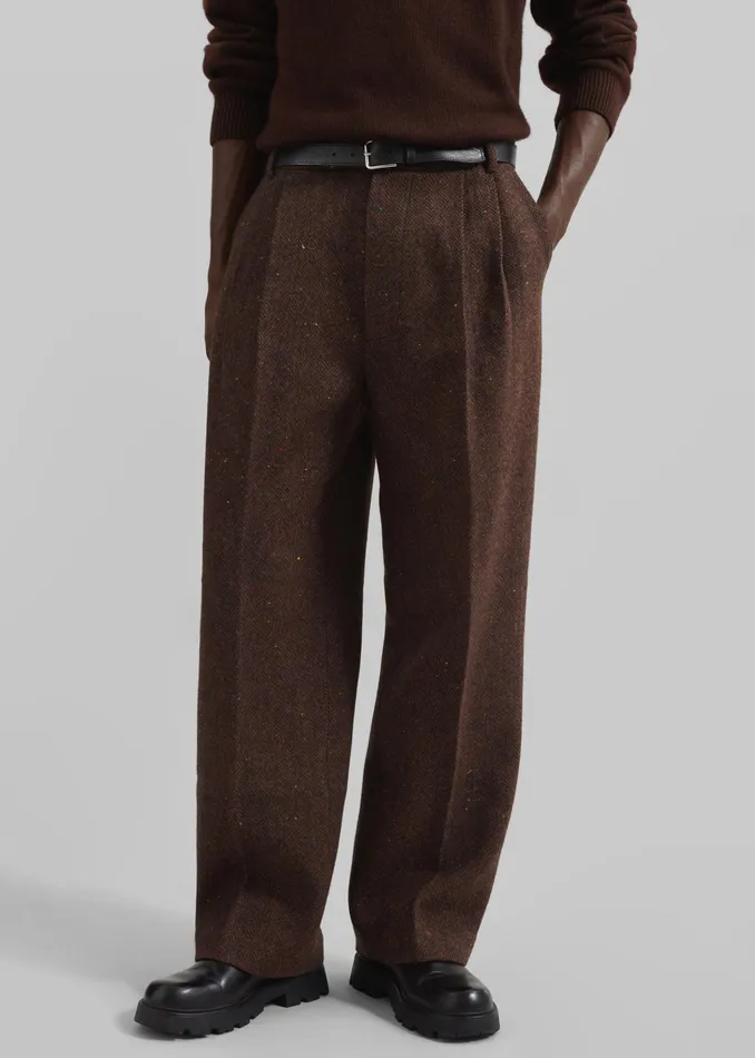The Frankie Shop Bottoms Beo Wool Suit Pants 8211 Brown 8211 Men