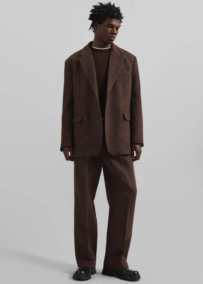 The Frankie Shop Bottoms Beo Wool Suit Pants 8211 Brown 8211 Men