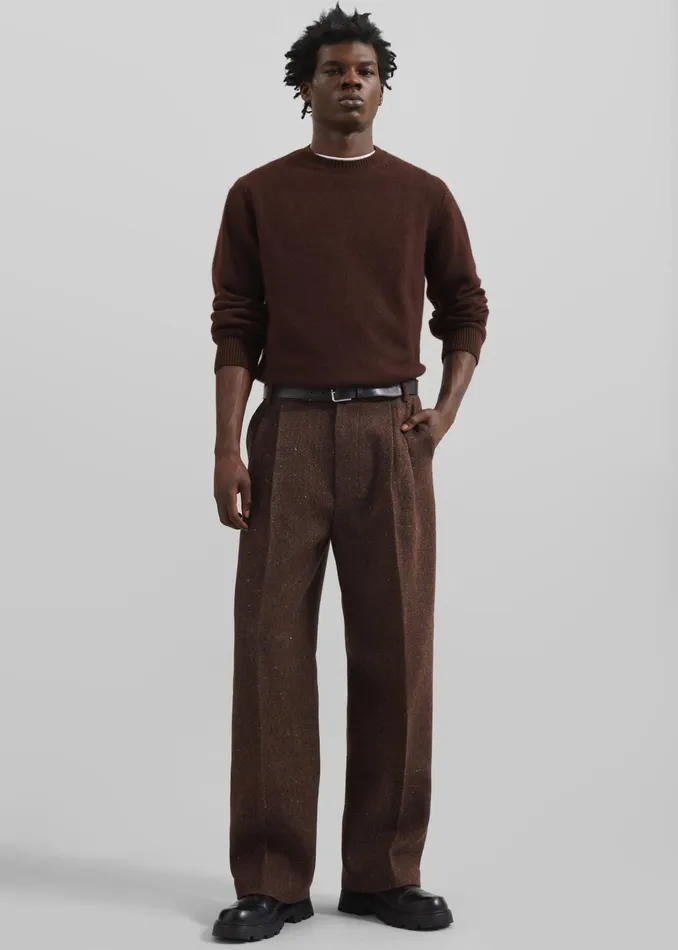The Frankie Shop Bottoms Beo Wool Suit Pants 8211 Brown 8211 Men
