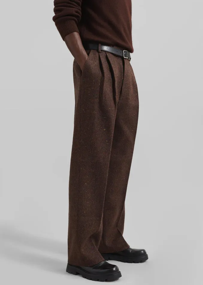 The Frankie Shop Bottoms Beo Wool Suit Pants 8211 Brown 8211 Men