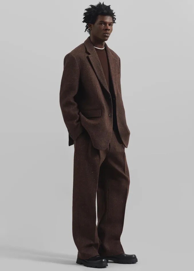 The Frankie Shop Bottoms Beo Wool Suit Pants 8211 Brown 8211 Men