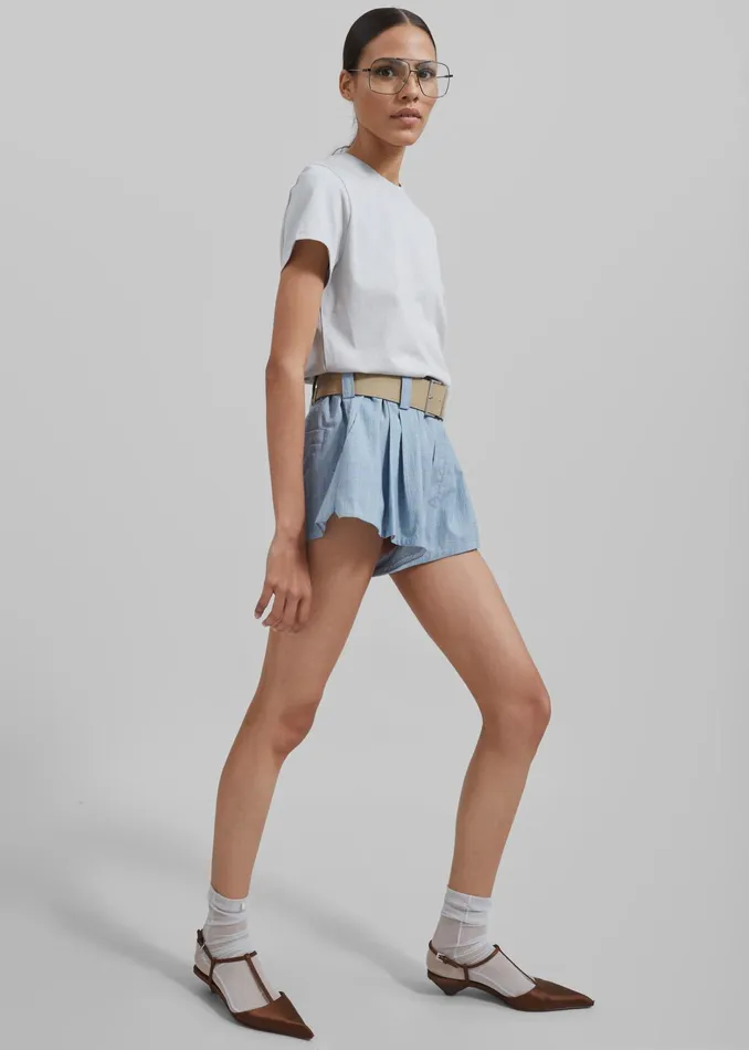 The Frankie Shop Bottoms Hallie Plaid Mini Shorts 8211 Blue 8211 Women