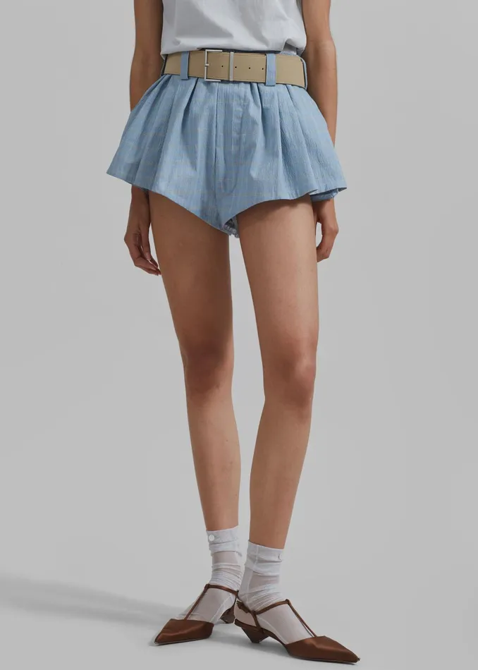 The Frankie Shop Bottoms Hallie Plaid Mini Shorts 8211 Blue 8211 Women