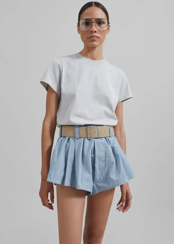 The Frankie Shop Bottoms Hallie Plaid Mini Shorts 8211 Blue 8211 Women