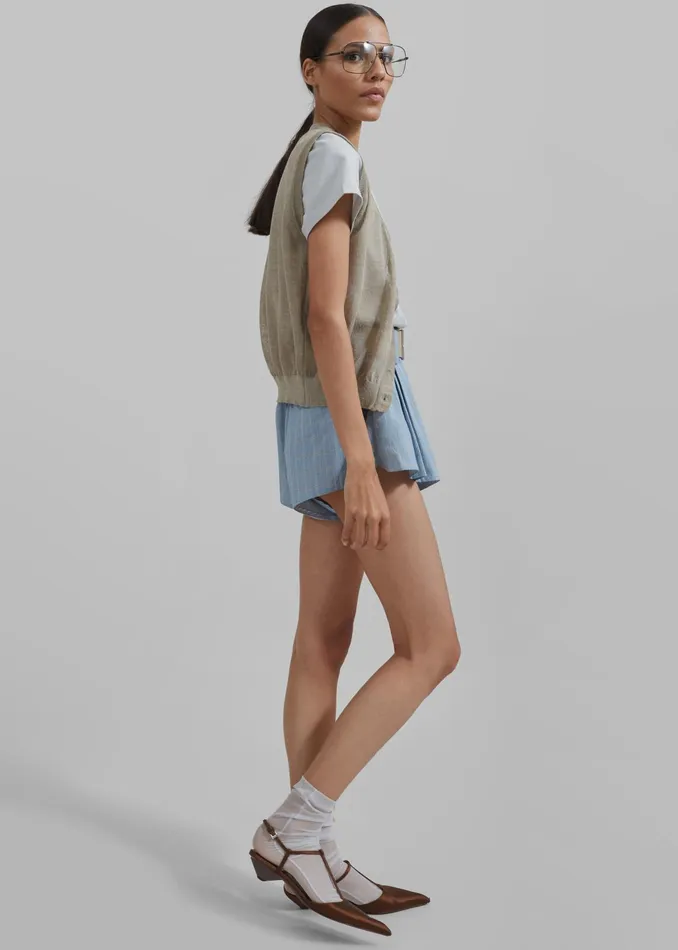 The Frankie Shop Bottoms Hallie Plaid Mini Shorts 8211 Blue 8211 Women