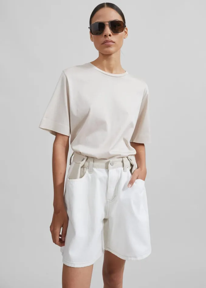 The Frankie Shop Bottoms Hayla Contrast Denim Shorts 8211 Off WhiteBeige 8211 Women The Frankie Shop Bottoms Hayla Contrast Denim Shorts 8211 Off WhiteBeige 8211 Women