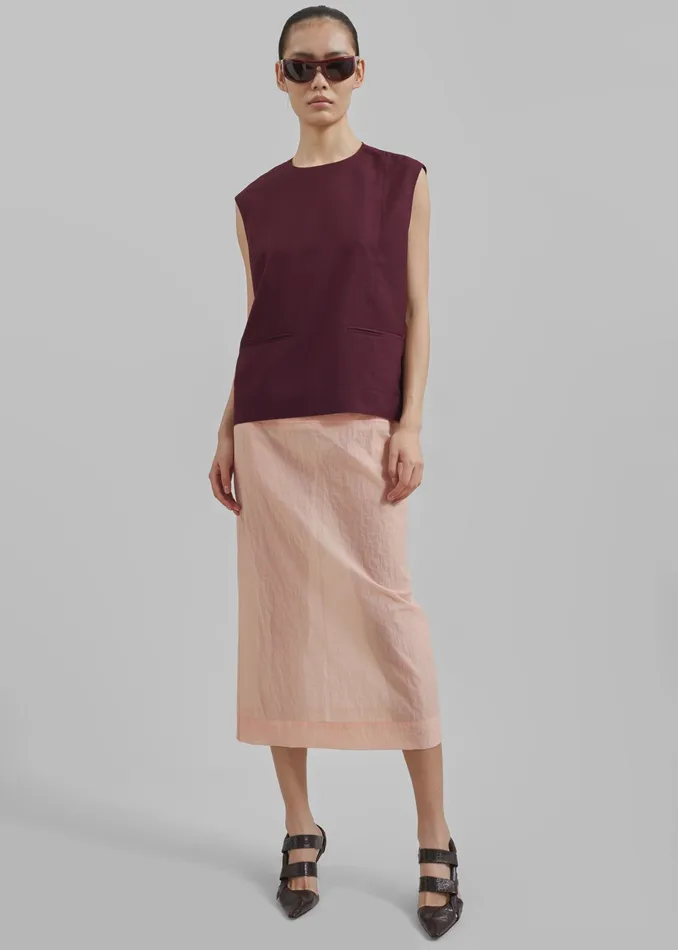 The Frankie Shop Bottoms Heidi Semi Sheer Midi Skirt 8211 Pink 8211 Women