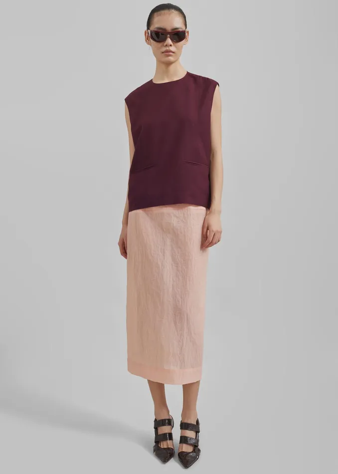 The Frankie Shop Bottoms Heidi Semi Sheer Midi Skirt 8211 Pink 8211 Women
