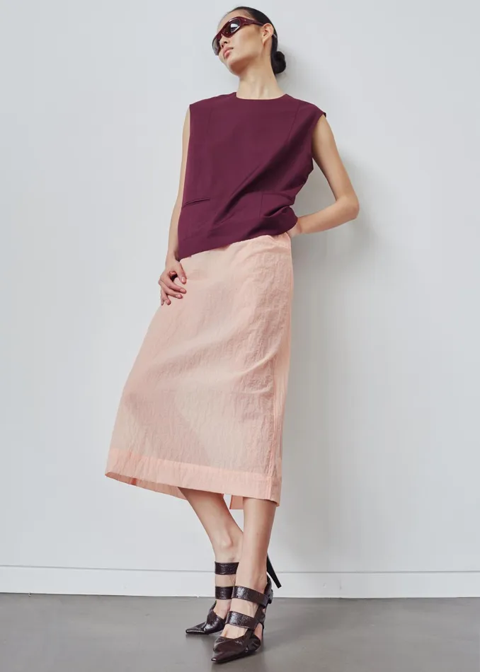 The Frankie Shop Bottoms Heidi Semi Sheer Midi Skirt 8211 Pink 8211 Women