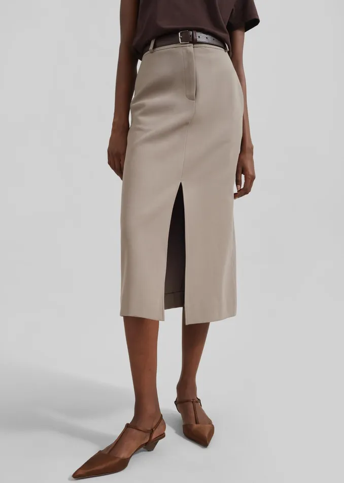 The Frankie Shop Bottoms Jacey Midi Slit Skirt 8211 Beige 8211 Women