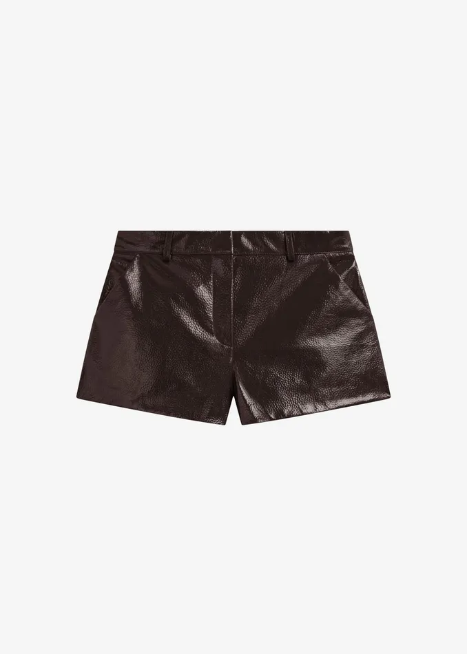 The Frankie Shop Bottoms Kate Crackled Faux Leather Mini Shorts 8211 Brown 8211 Women