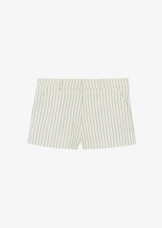 The Frankie Shop Bottoms Kate Twill Mini Shorts 8211 Light BeigeBlack Pinstripe 8211 Women