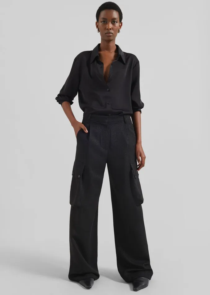 The Frankie Shop Bottoms Lestel Shimmer Cargo Pants 8211 Black 8211 Women
