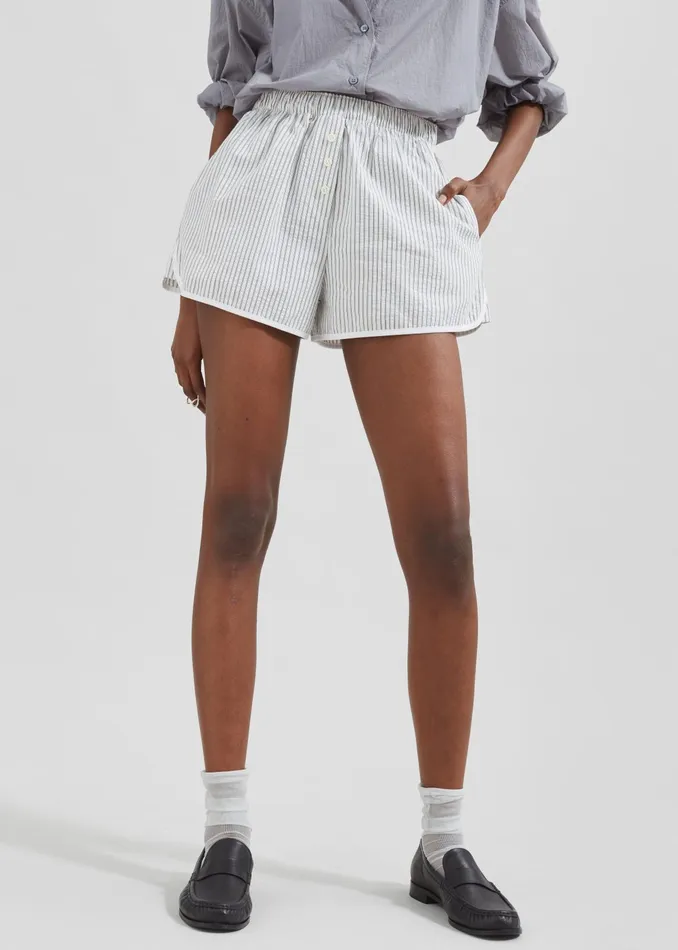 The Frankie Shop Bottoms Mel Boxer Shorts 8211 BlackWhite Stripe 8211 Women