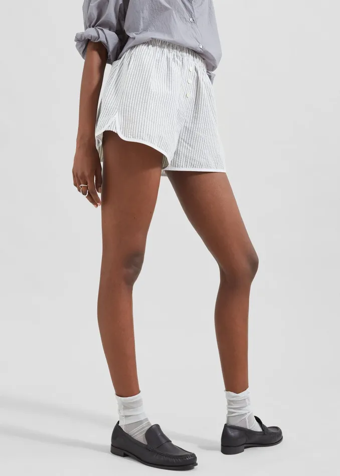 The Frankie Shop Bottoms Mel Boxer Shorts 8211 BlackWhite Stripe 8211 Women