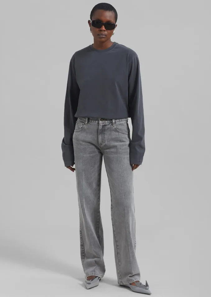 The Frankie Shop Bottoms Montrose Straight Leg Jeans 8211 Grey Wash 8211 Women