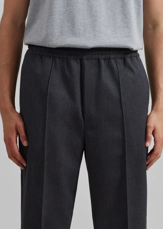 The Frankie Shop Bottoms Rhe Tailored Wool Trousers 8211 Grey Melange 8211 Men