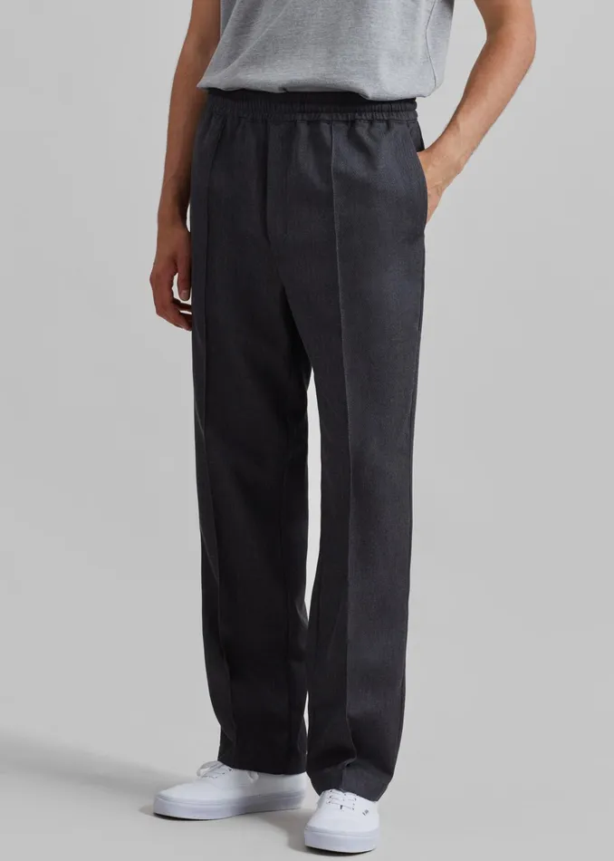 The Frankie Shop Bottoms Rhe Tailored Wool Trousers 8211 Grey Melange 8211 Men
