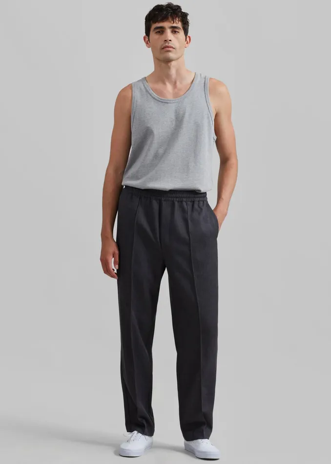 The Frankie Shop Bottoms Rhe Tailored Wool Trousers 8211 Grey Melange 8211 Men