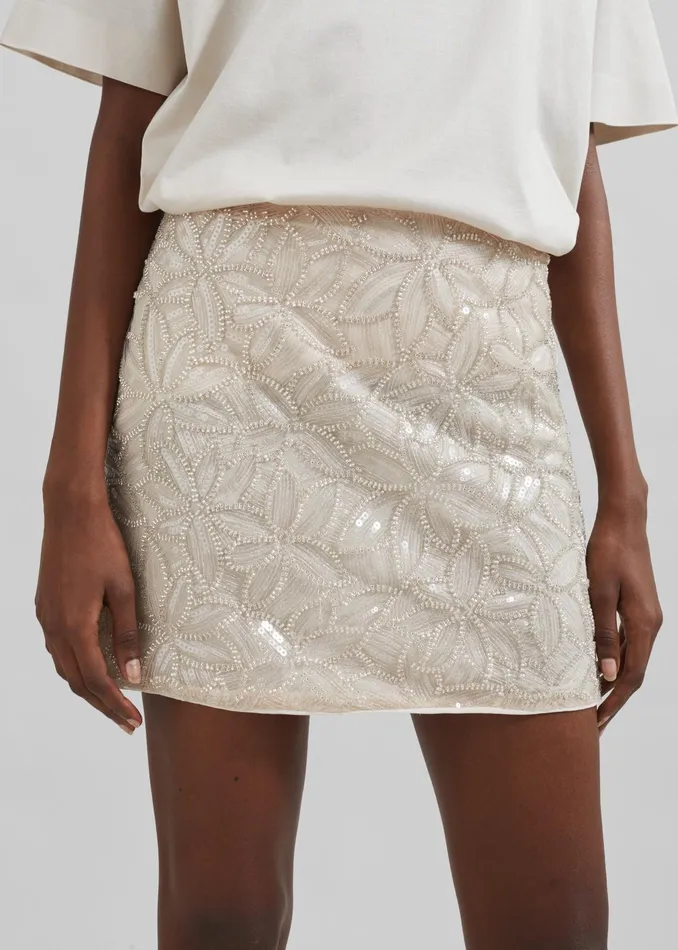 The Frankie Shop Bottoms Rotate Sequin Mini Skirt 8211 Silver Birch 8211 Women The Frankie Shop Bottoms Rotate Sequin Mini Skirt 8211 Silver Birch 8211 Women