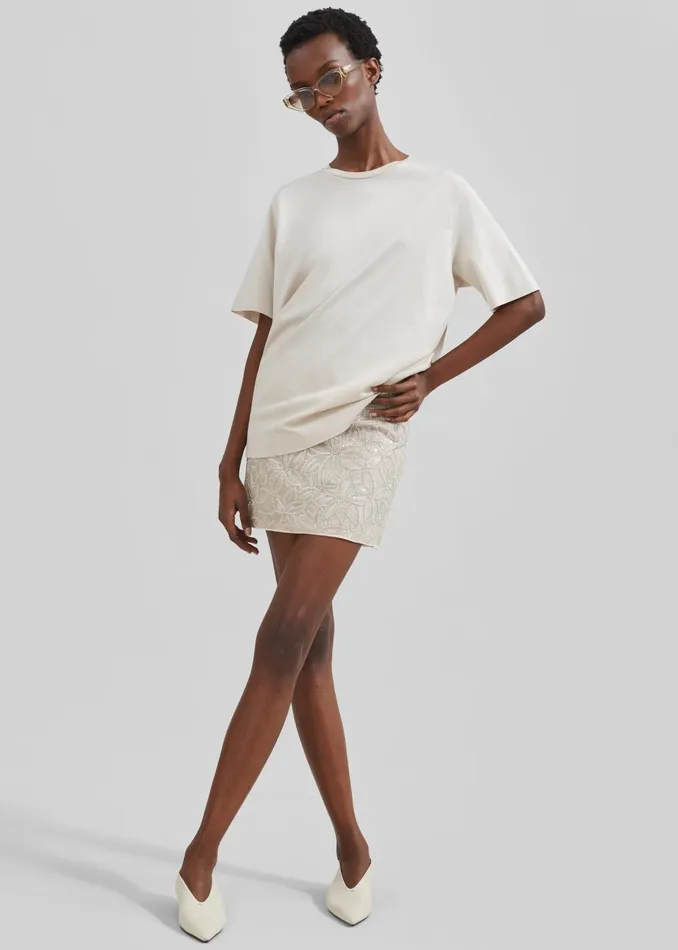 The Frankie Shop Bottoms Rotate Sequin Mini Skirt 8211 Silver Birch 8211 Women