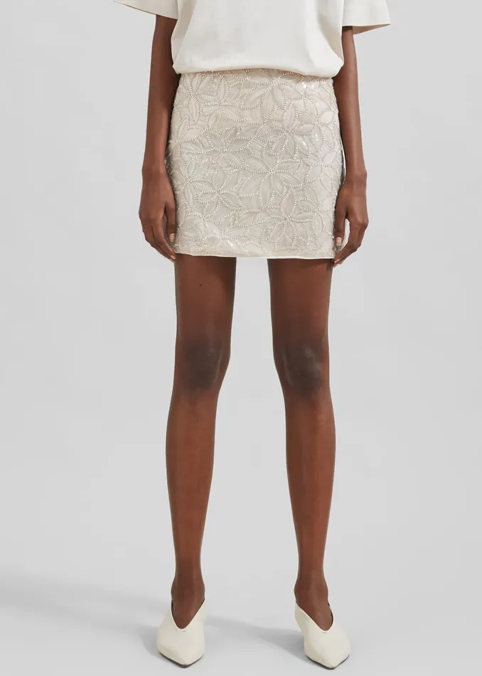 The Frankie Shop Bottoms Rotate Sequin Mini Skirt 8211 Silver Birch 8211 Women