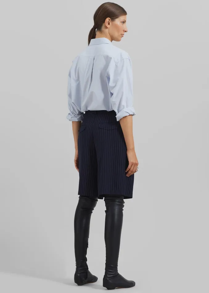 The Frankie Shop Bottoms Sava Bermuda Shorts 8211 NavyWhite Stripe 8211 Women