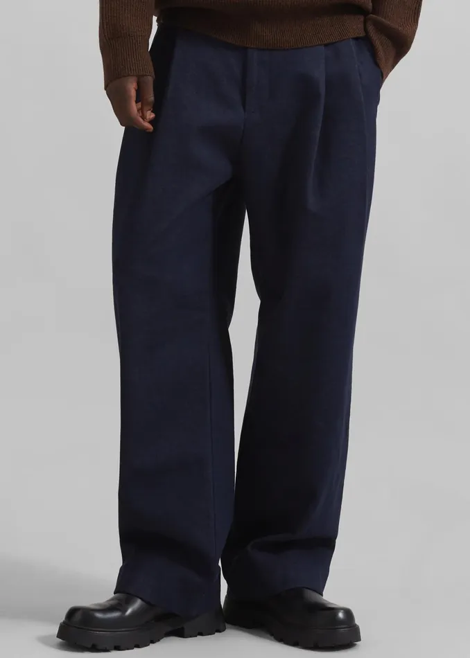 The Frankie Shop Bottoms Stephen Pleated Denim Trousers 8211 Navy 8211 Men