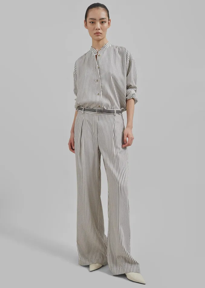 The Frankie Shop Bottoms The Garment Vence Pants 8211 CreamGrey Stripe 8211 Women