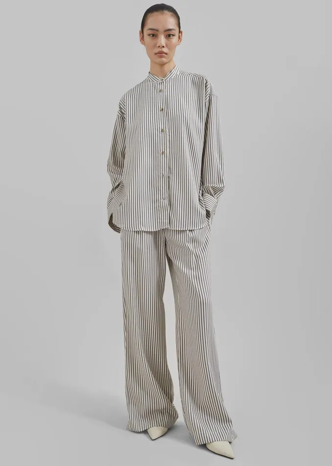 The Frankie Shop Bottoms The Garment Vence Pants 8211 CreamGrey Stripe 8211 Women