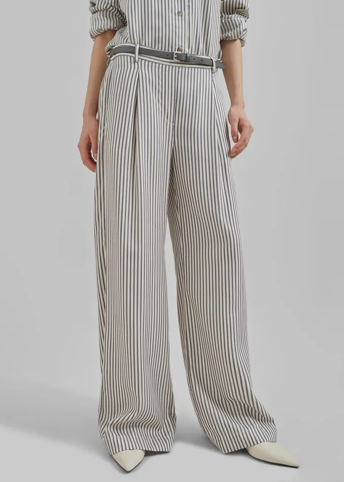 The Frankie Shop Bottoms The Garment Vence Pants 8211 CreamGrey Stripe 8211 Women
